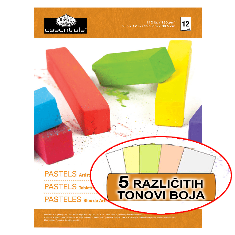 Blok papira u boji za pastele Royal & Langnickel – 12 listova
