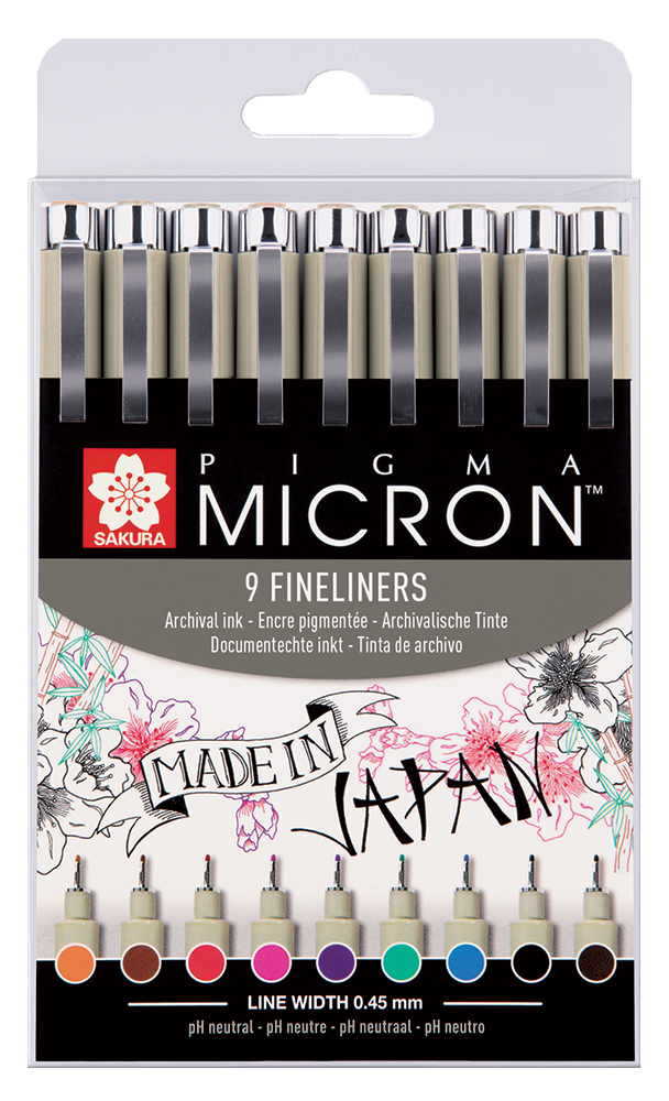 Kreativni flomaster SAKURA Pigma® Micron Fineliners – 9 kom.