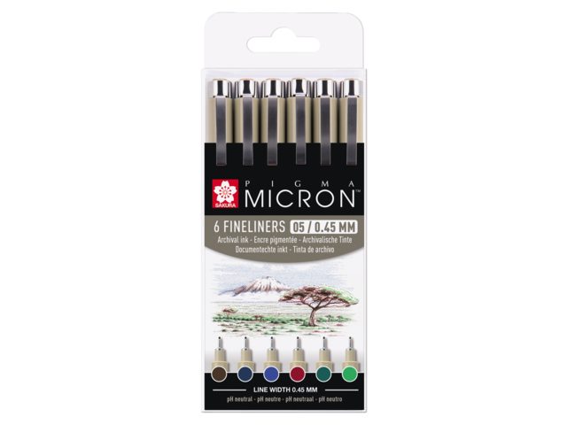 Kreativne olovke Pigma® Micron Sakura 05 / 0,45 mm - set od 6 kom.