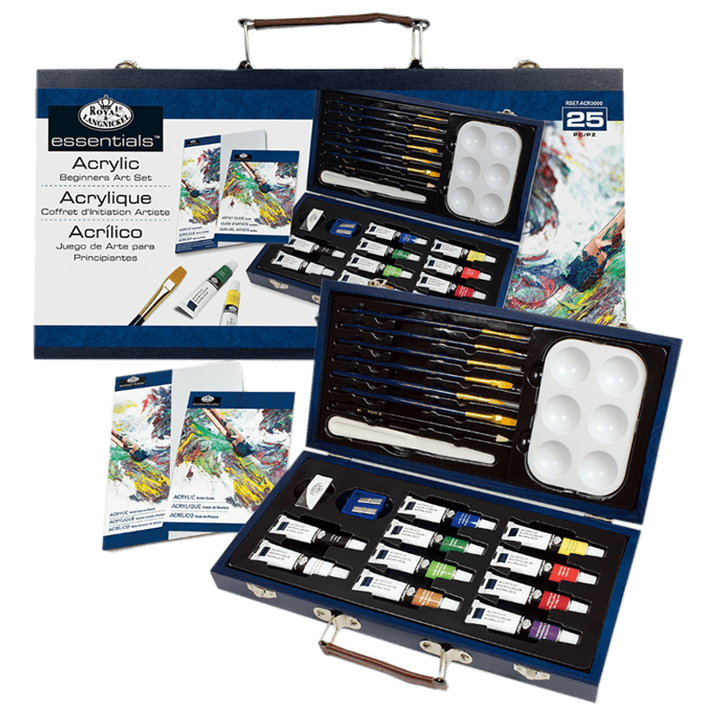 Set akrilnih boja u drvenom koferčiću za početnike – set od 25 kom