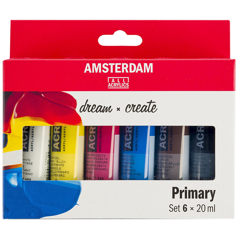 Akril boje Amsterdam - set 6 x 20ml - Primary