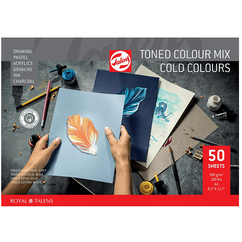 Talens Tonirani papir - Hladne boje A4, 180g - 50 listova