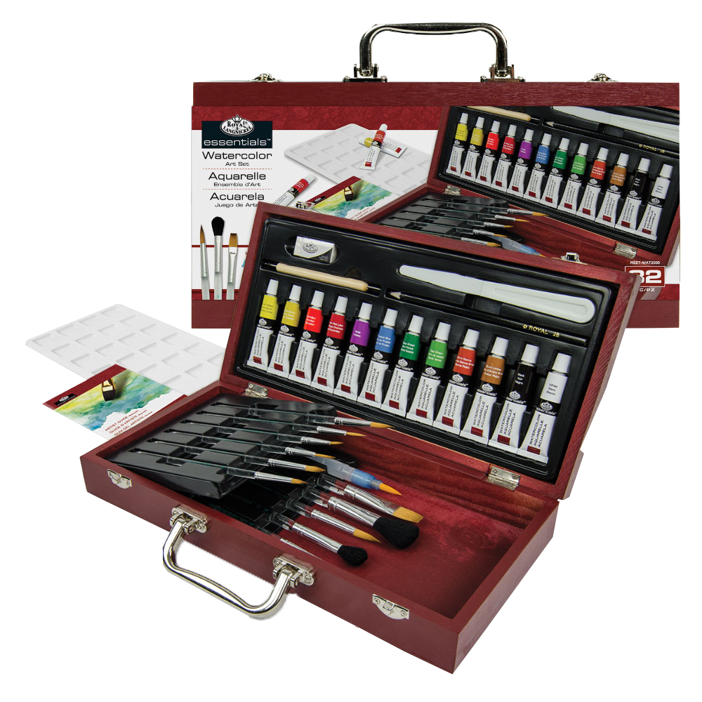 Set za akvarel u drvenoj kutiji Royal & Langnickel Essentials - set 32kom
