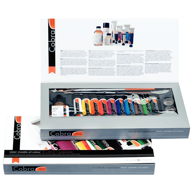 Uljane boje Cobra Artist – poklon-set 10 x 40 ml + oprema