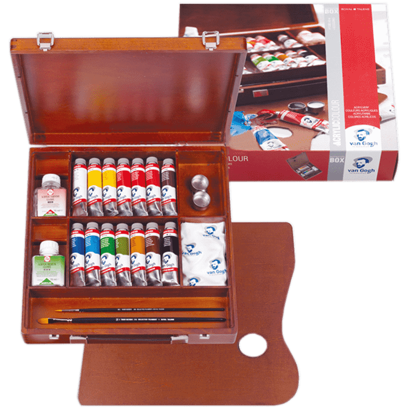 Akril boje Van Gogh - Inspiration - drvena kutija 14 x 40 ml + oprema