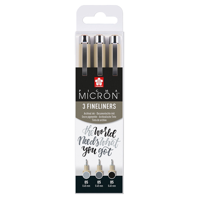 SAKURA Pigma Micron 05 set od 3 kom - crna i siva