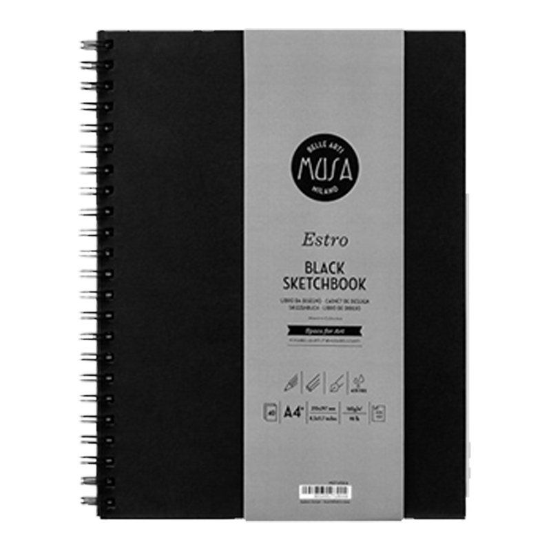MUSA Estro Black crni papir 185g/40 listova - razne veličine